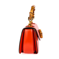 GUCCI - Sac à main Mini Bamboo Handle cuir orange - Handbag