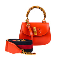 GUCCI - Sac à main Mini Bamboo Handle cuir orange - Handbag