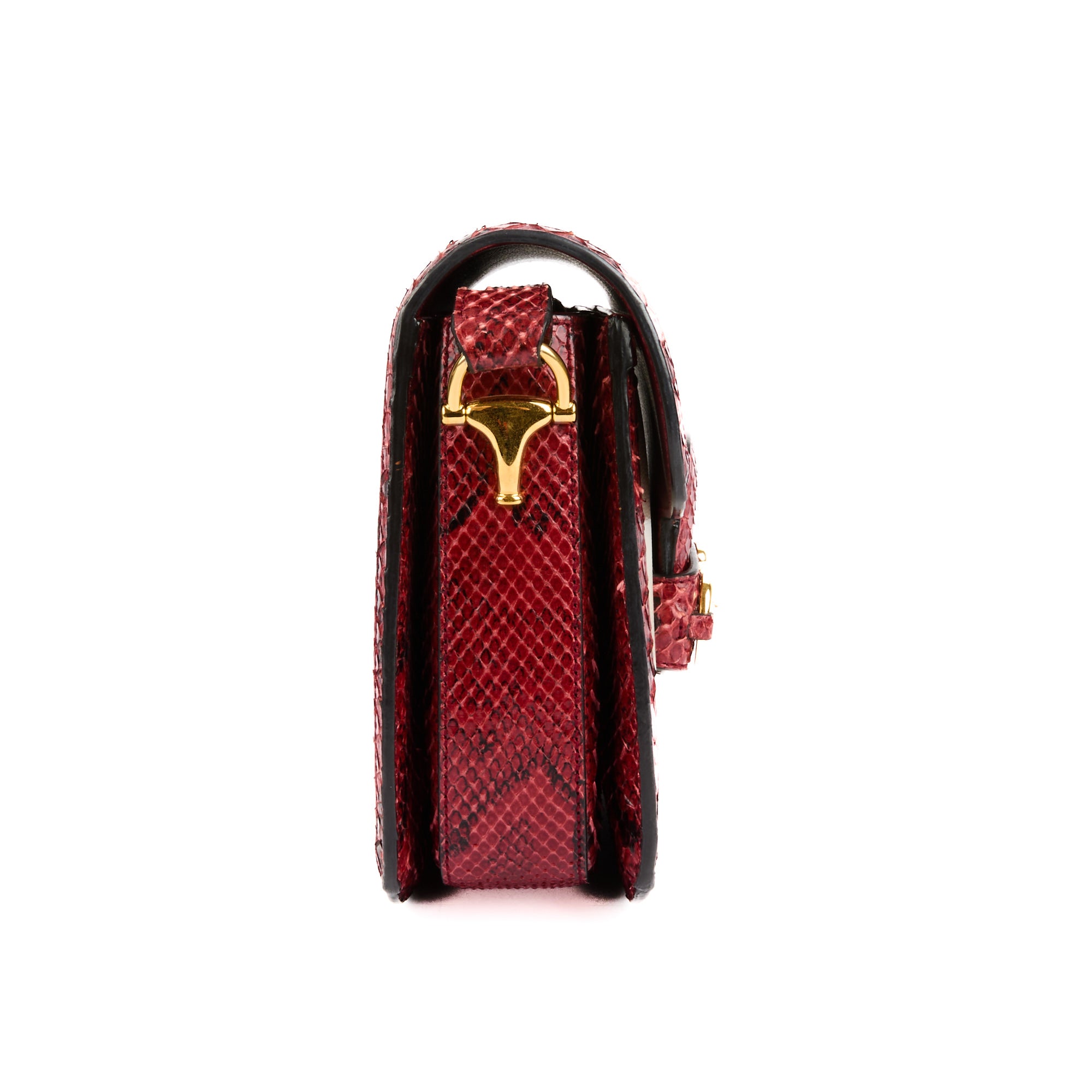 GUCCI - Horsebit 1955 handbag in red python leather