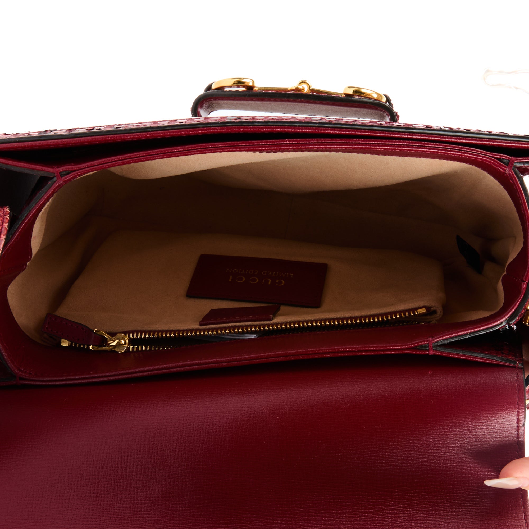 GUCCI - Horsebit 1955 handbag in red python leather