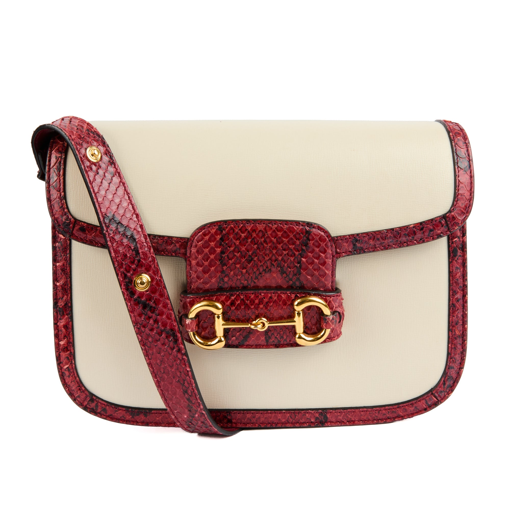 GUCCI - Horsebit 1955 handbag in red python leather