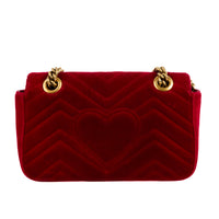 GUCCI - Sac bandoulière Petit Marmont GG velours rouge - Handbag