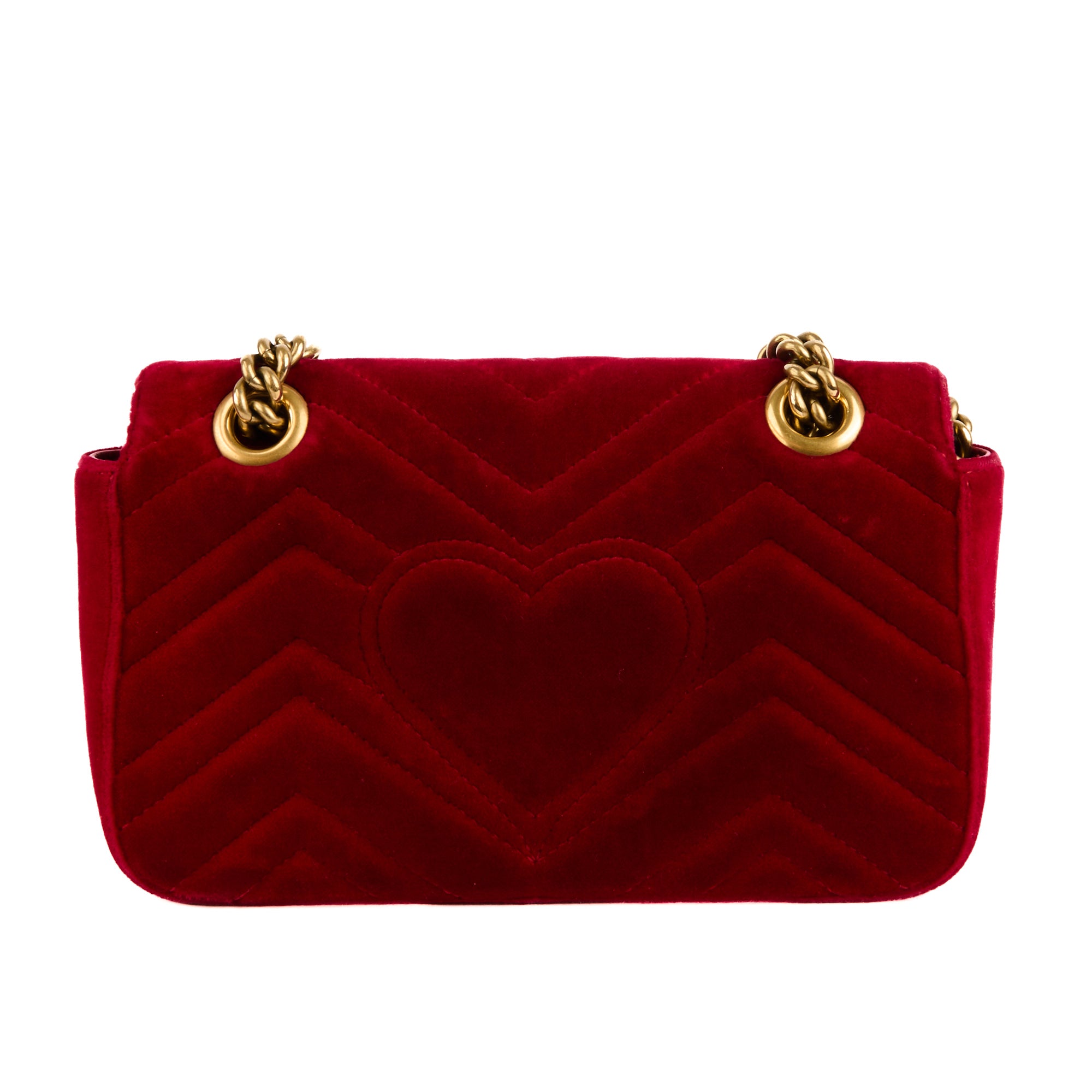 GUCCI - Sac bandoulière Petit Marmont GG velours rouge - Handbag