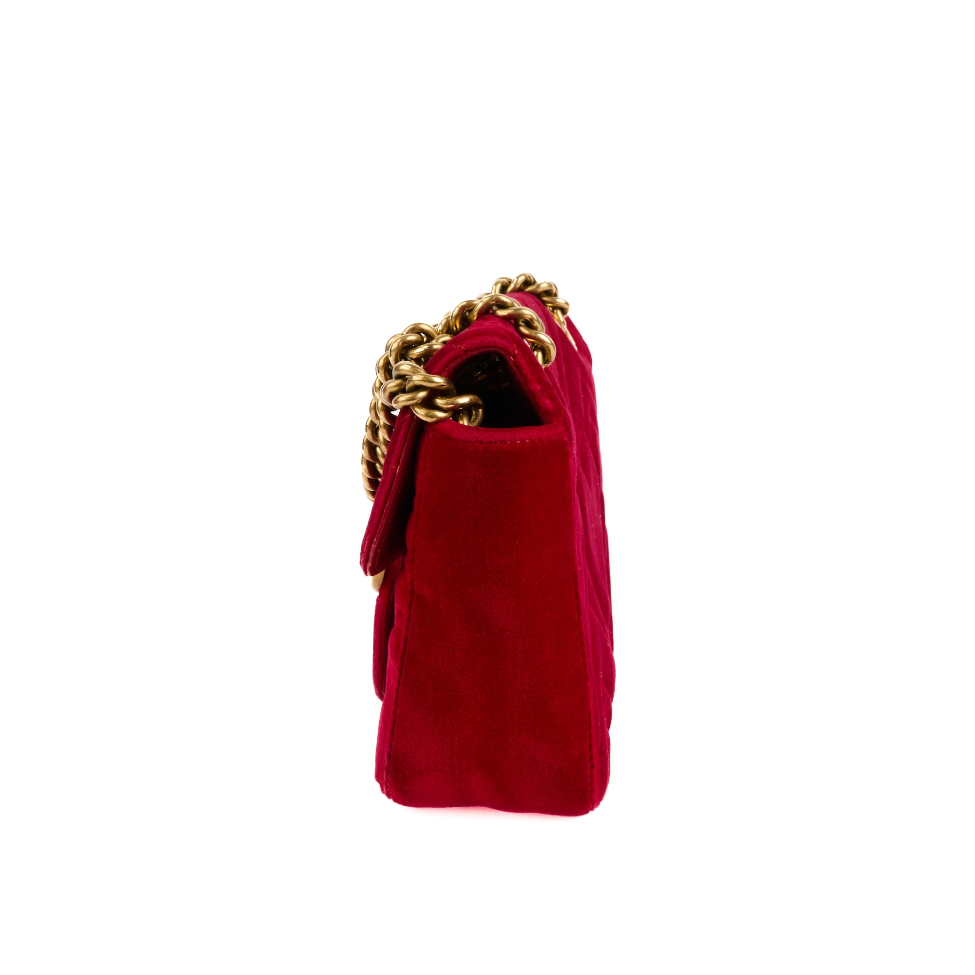 GUCCI - Sac bandoulière Petit Marmont GG velours rouge - Handbag