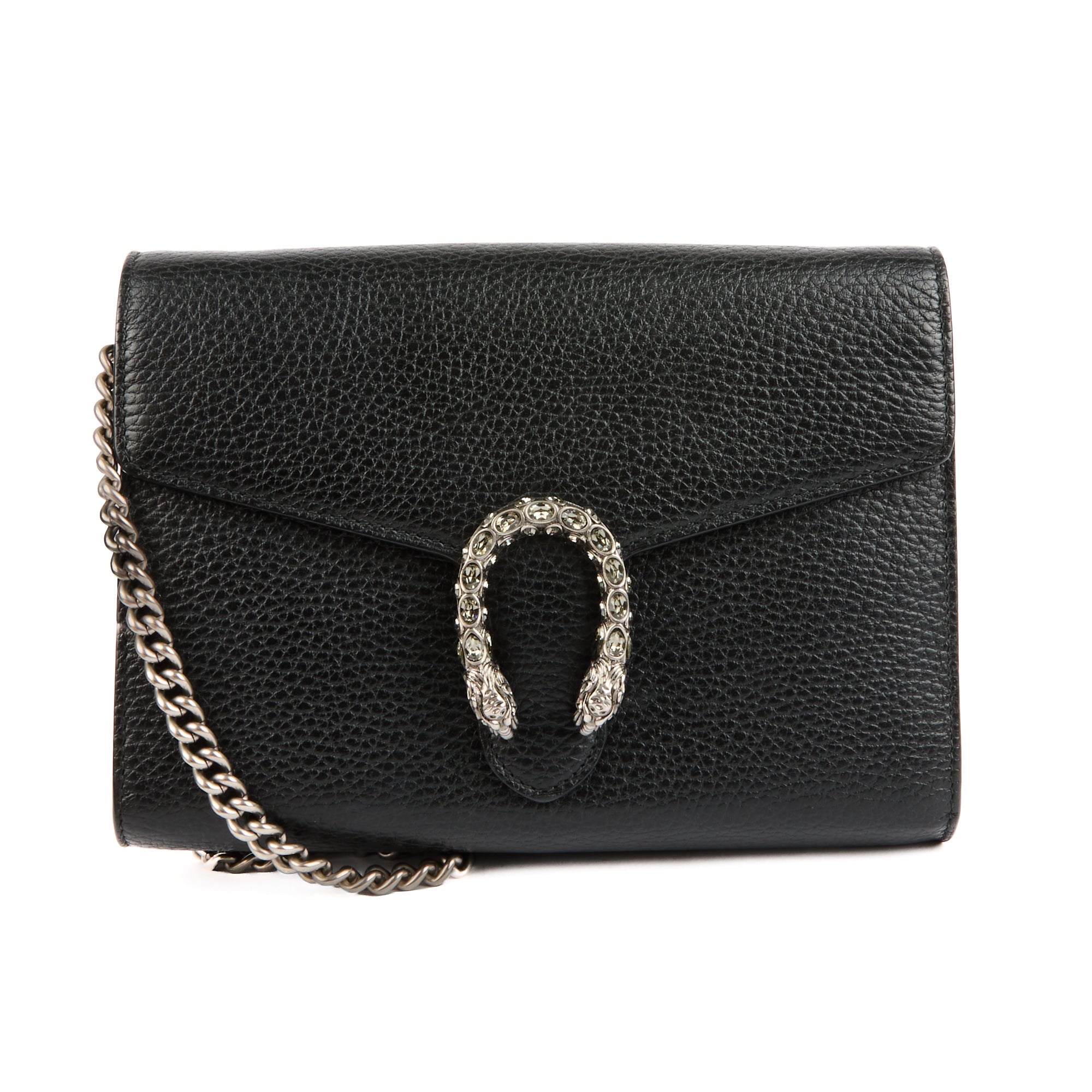 GUCCI - Dionysus Wallet on Chain Shoulder Bag in Black Leather - Handbag