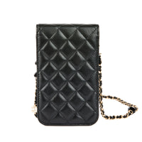 CHANEL - Sac bandoulière Logo CC Phone Case cuir noir - Hand bag