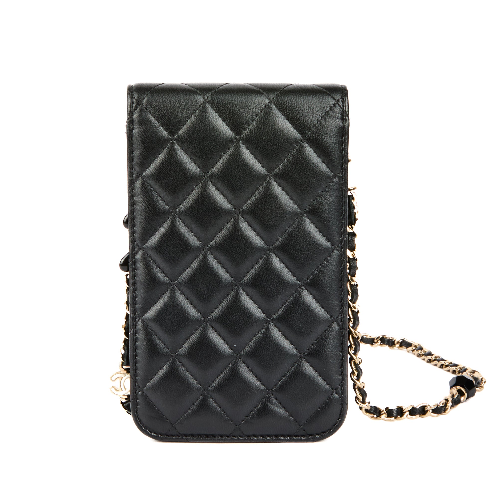 CHANEL - Sac bandoulière Logo CC Phone Case cuir noir - Hand bag
