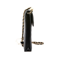 CHANEL - Sac bandoulière Logo CC Phone Case cuir noir - Hand bag
