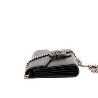 GUCCI - Dionysus Wallet on Chain Shoulder Bag in Black Leather - Handbag