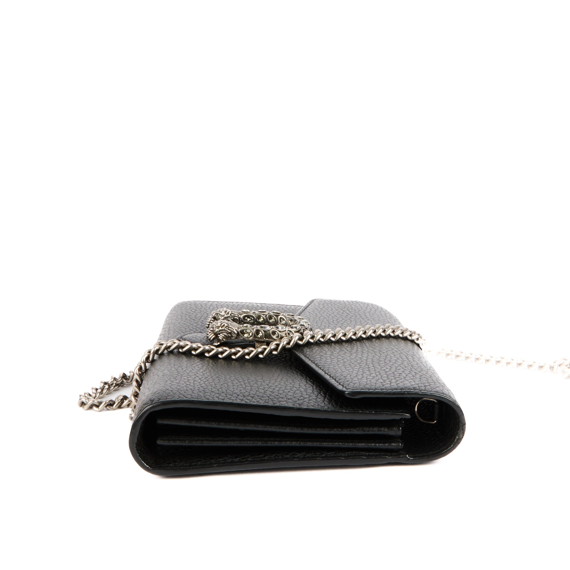 GUCCI - Dionysus Wallet on Chain Shoulder Bag in Black Leather - Handbag