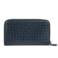 BOTTEGA VENETA - Portefeuille cuir Intreraccio bleu - Wallet
