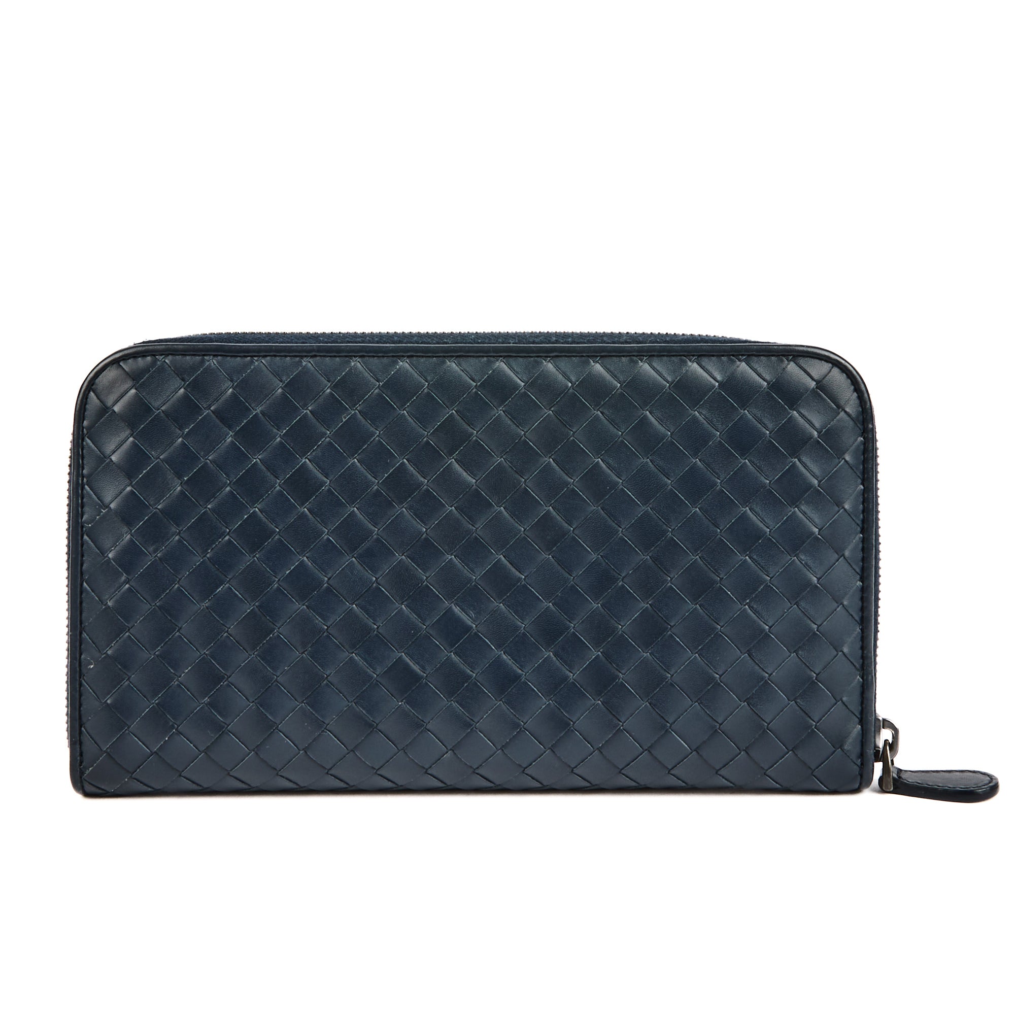 BOTTEGA VENETA - Portefeuille cuir Intreraccio bleu - Wallet