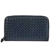 BOTTEGA VENETA - Portefeuille cuir Intreraccio bleu - Wallet