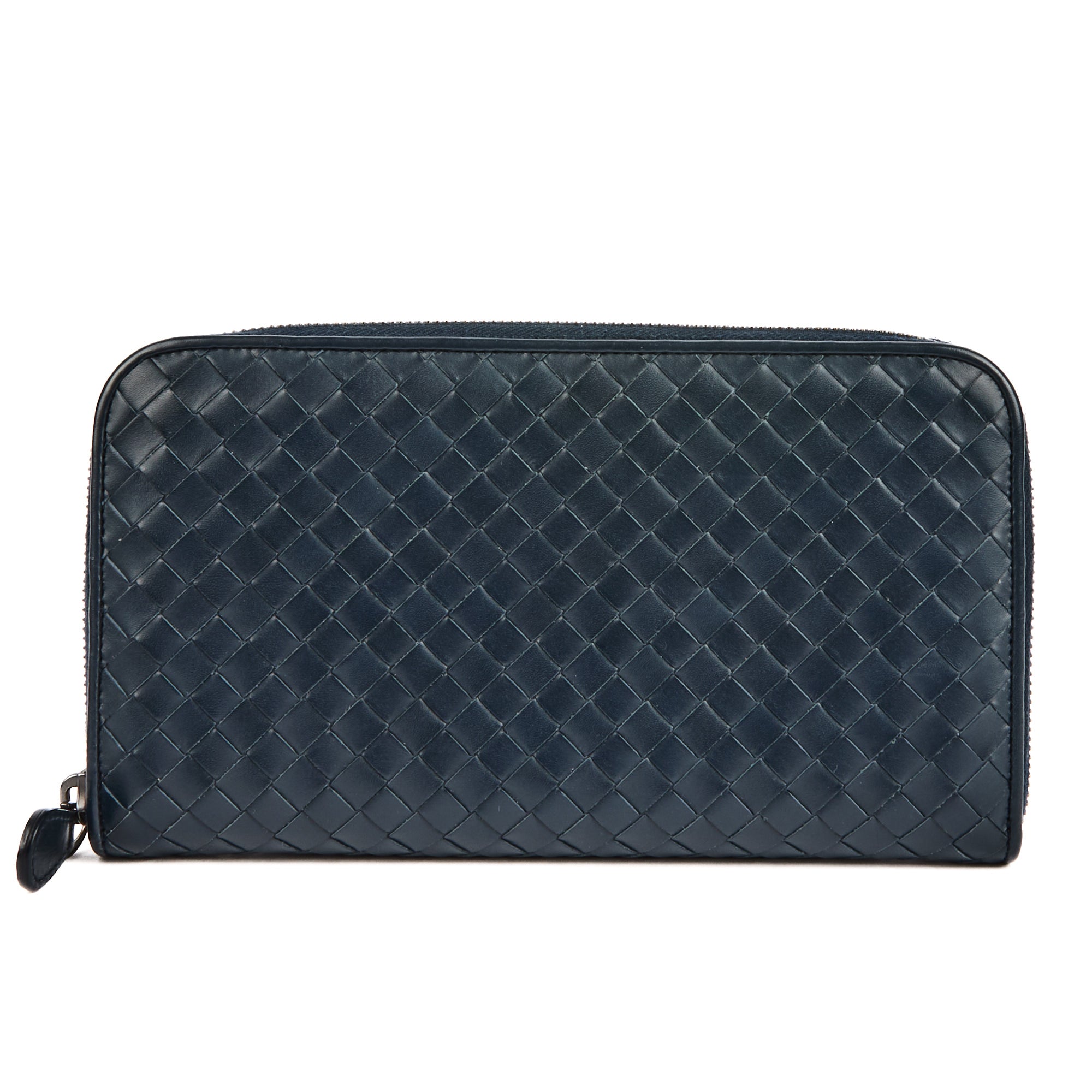 BOTTEGA VENETA - Portefeuille cuir Intreraccio bleu - Wallet