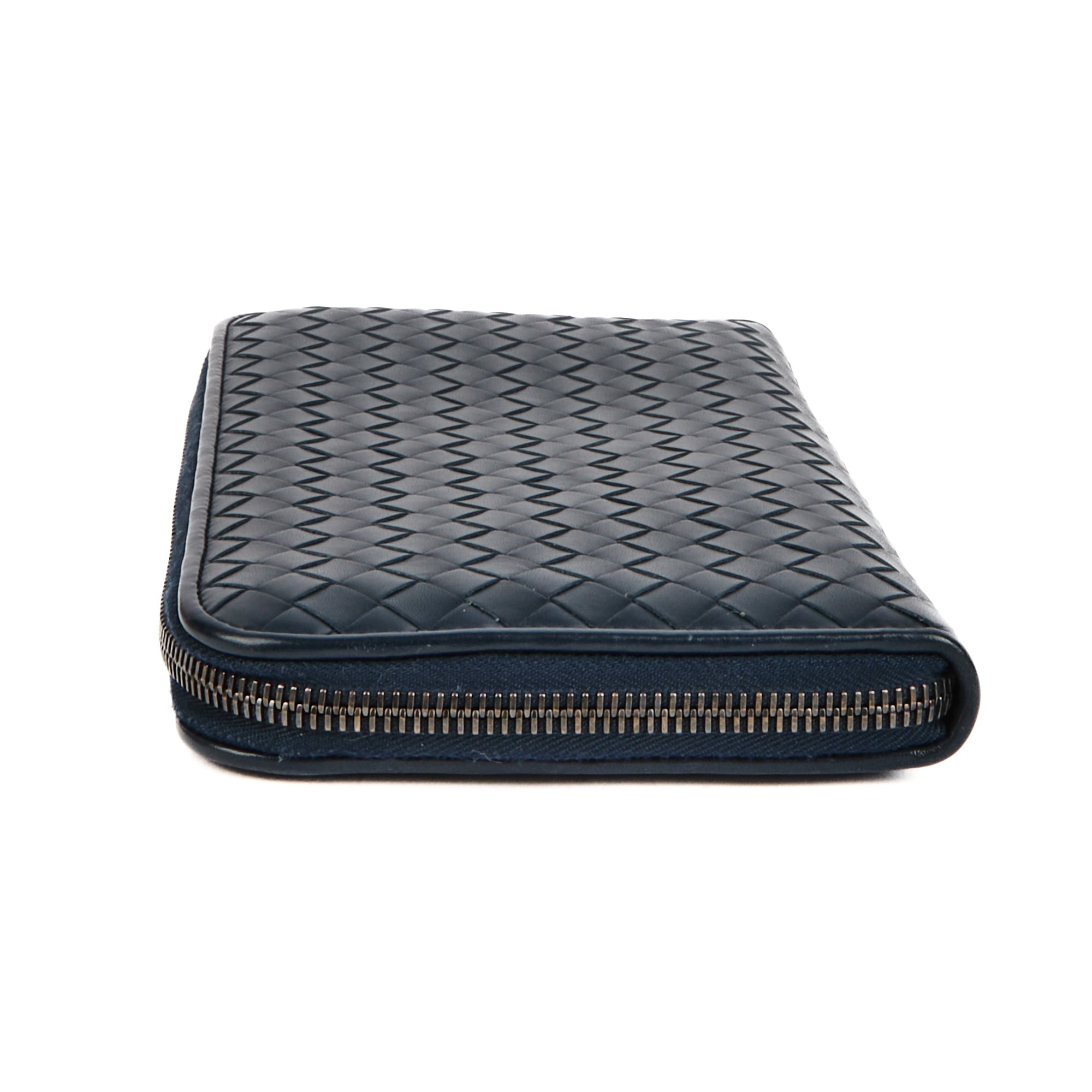 BOTTEGA VENETA - Portefeuille cuir Intreraccio bleu - Wallet