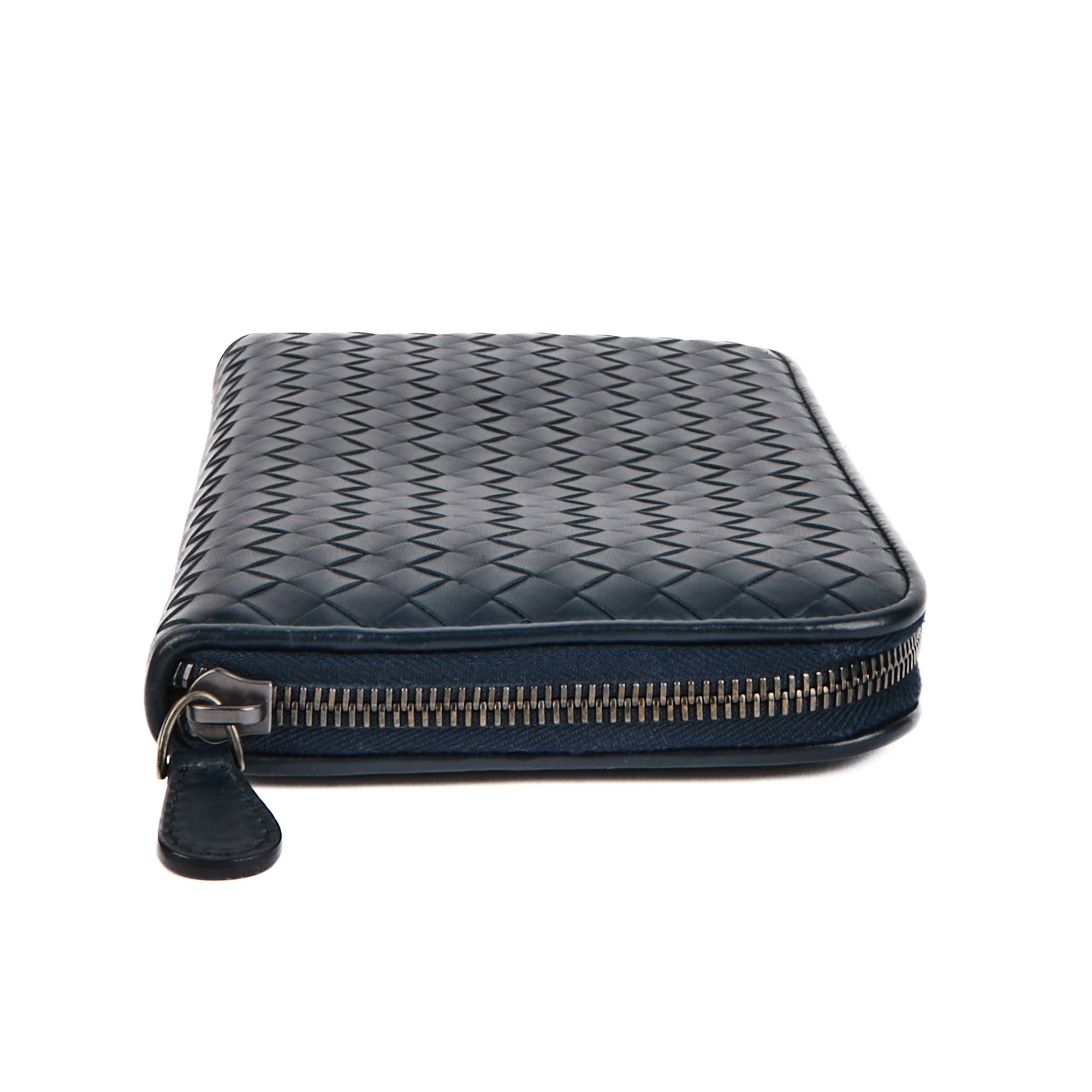 BOTTEGA VENETA - Portefeuille cuir Intreraccio bleu - Wallet