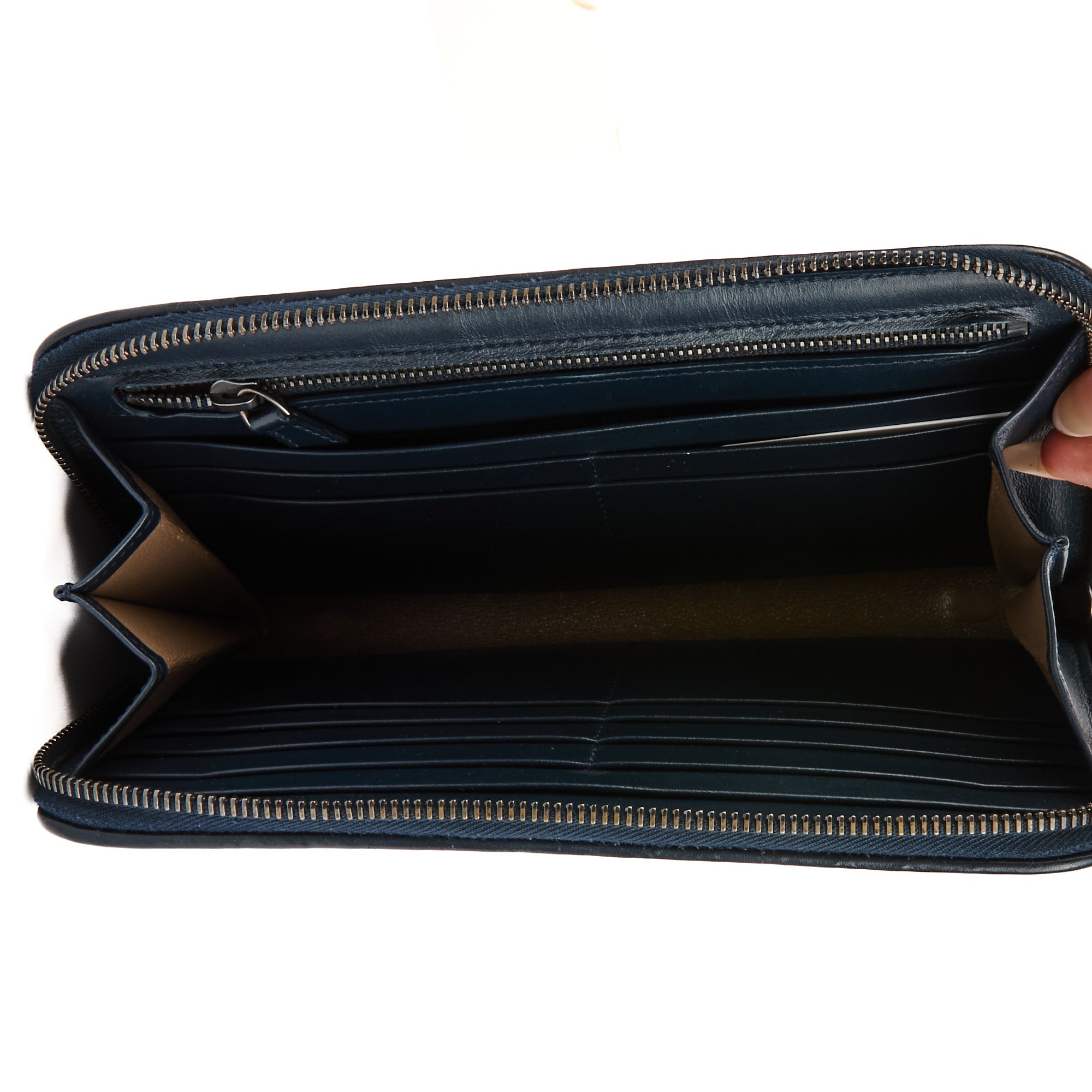BOTTEGA VENETA - Portefeuille cuir Intreraccio bleu - Wallet