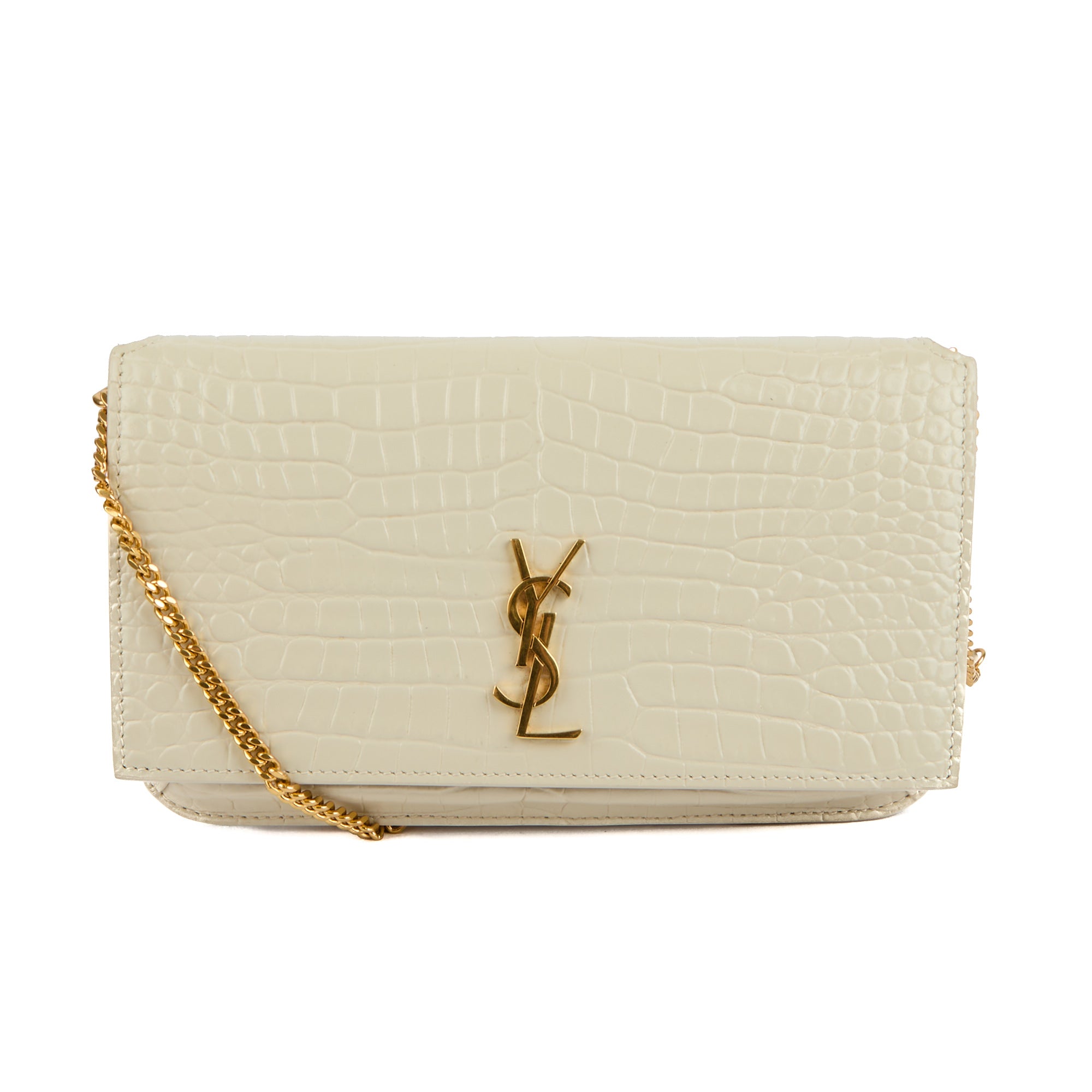 SAINT LAURENT - Sac à main Pochette Téléphone Cassandre cuir embossé croco - Hand bag
