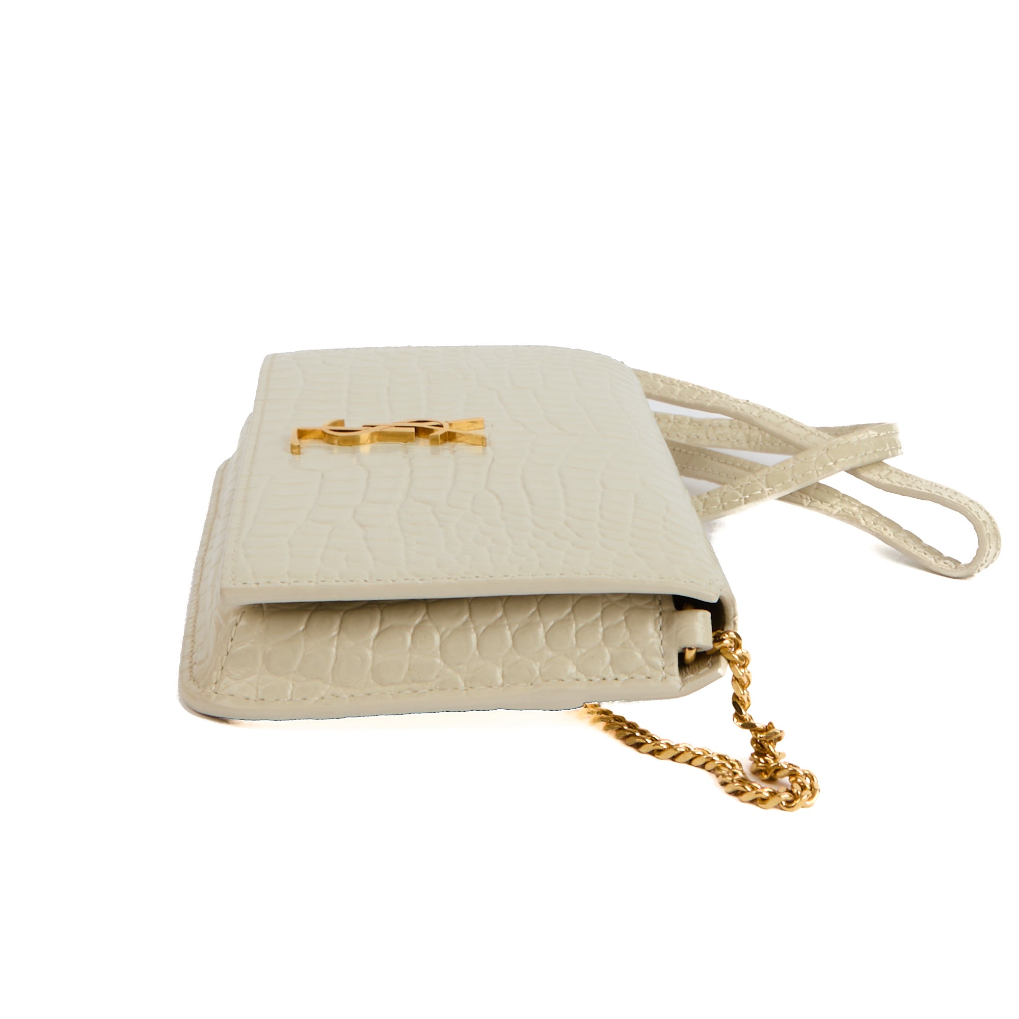 SAINT LAURENT - Sac à main Pochette Téléphone Cassandre cuir embossé croco - Hand bag