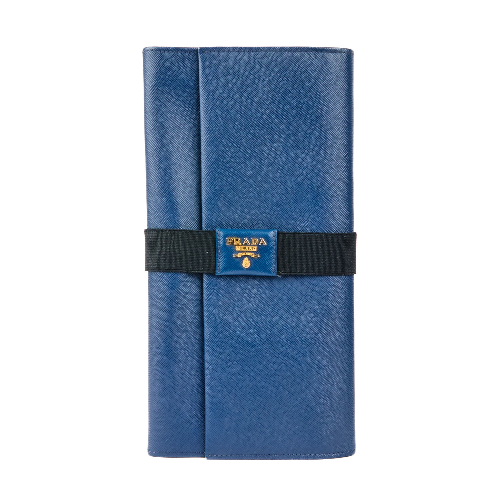 PRADA - Pochette cuir Saffiano bleu - Clutch Pouch Bag