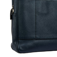 PRADA - Sac Porte documents Saffiano cuir bleu marine - Handbag
