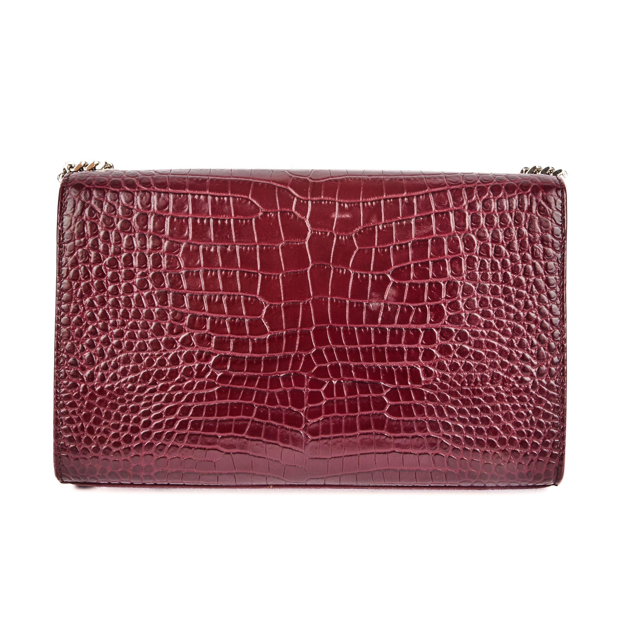 SAINT LAURENT - Sac bandoulière Kate Tassel cuir embossé crocodile bordeaux - Handbag