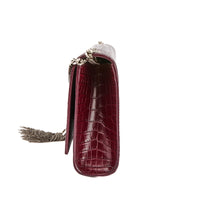SAINT LAURENT - Sac bandoulière Kate Tassel cuir embossé crocodile bordeaux - Handbag