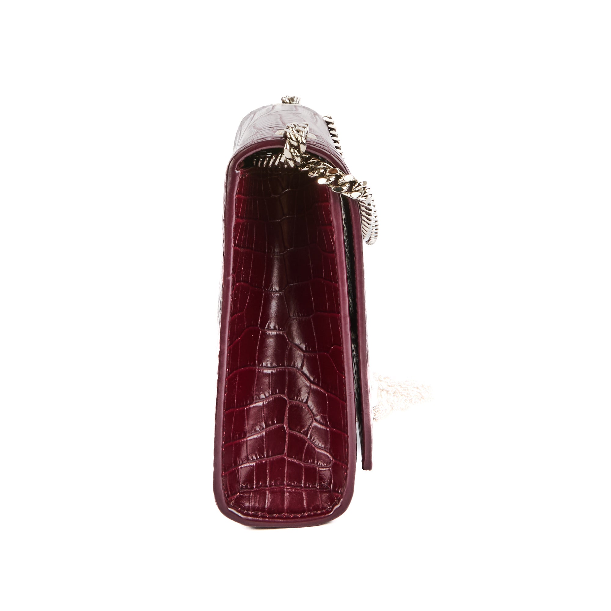 SAINT LAURENT - Sac bandoulière Kate Tassel cuir embossé crocodile bordeaux - Handbag