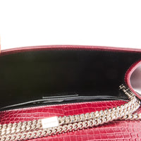 SAINT LAURENT - Sac bandoulière Kate Tassel cuir embossé crocodile bordeaux - Handbag