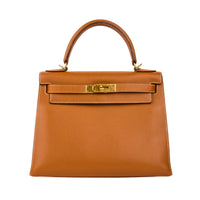 HERMES - Kelly 28 Sellier Epsom Gold Leather Handbag - Handbag