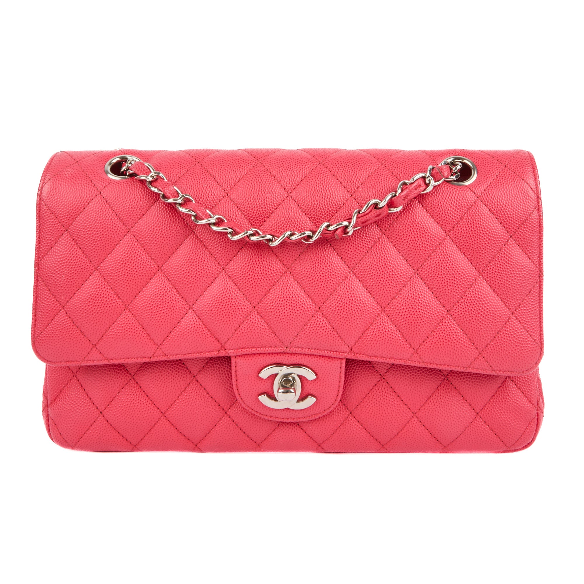 CHANEL - Sac bandoulière Timeless Medium 11.12 cuir caviar rose - Handbag
