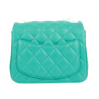 CHANEL - Mini Timeless Square shoulder bag in turquoise leather - Handbag