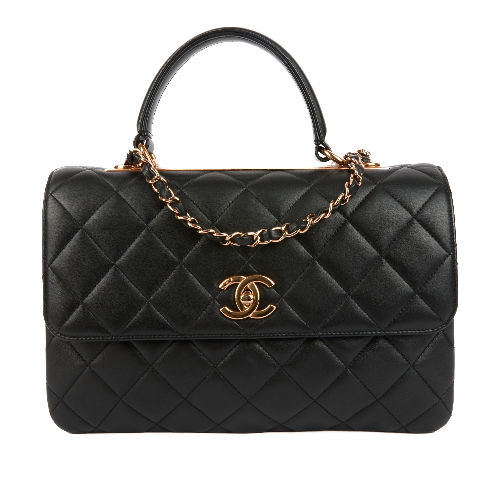 CHANEL - Sac à main Trendy CC GM cuir matelassé noir - Handbag