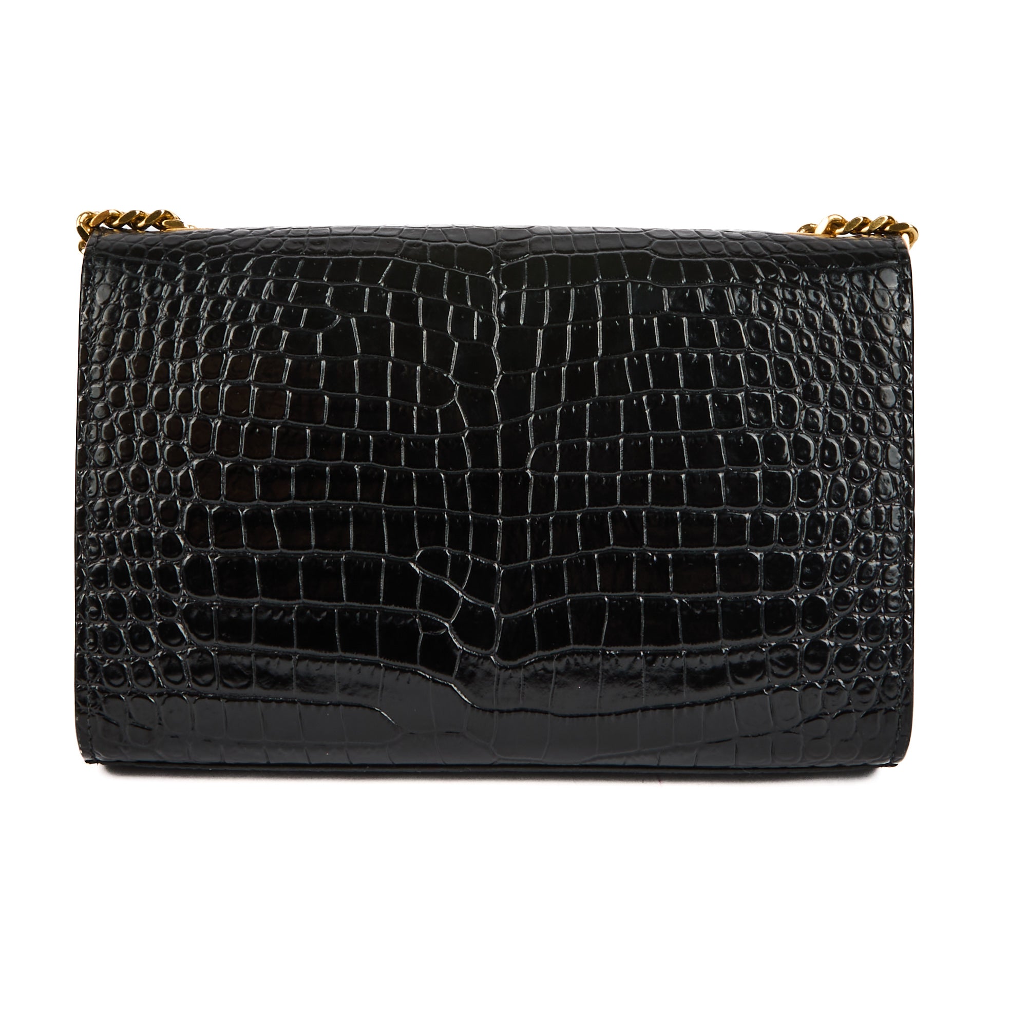 SAINT LAURENT - Mini Kate tassel black crocodile-effect leather shoulder bag - Handbag