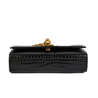 SAINT LAURENT - Mini Kate tassel black crocodile-effect leather shoulder bag - Handbag