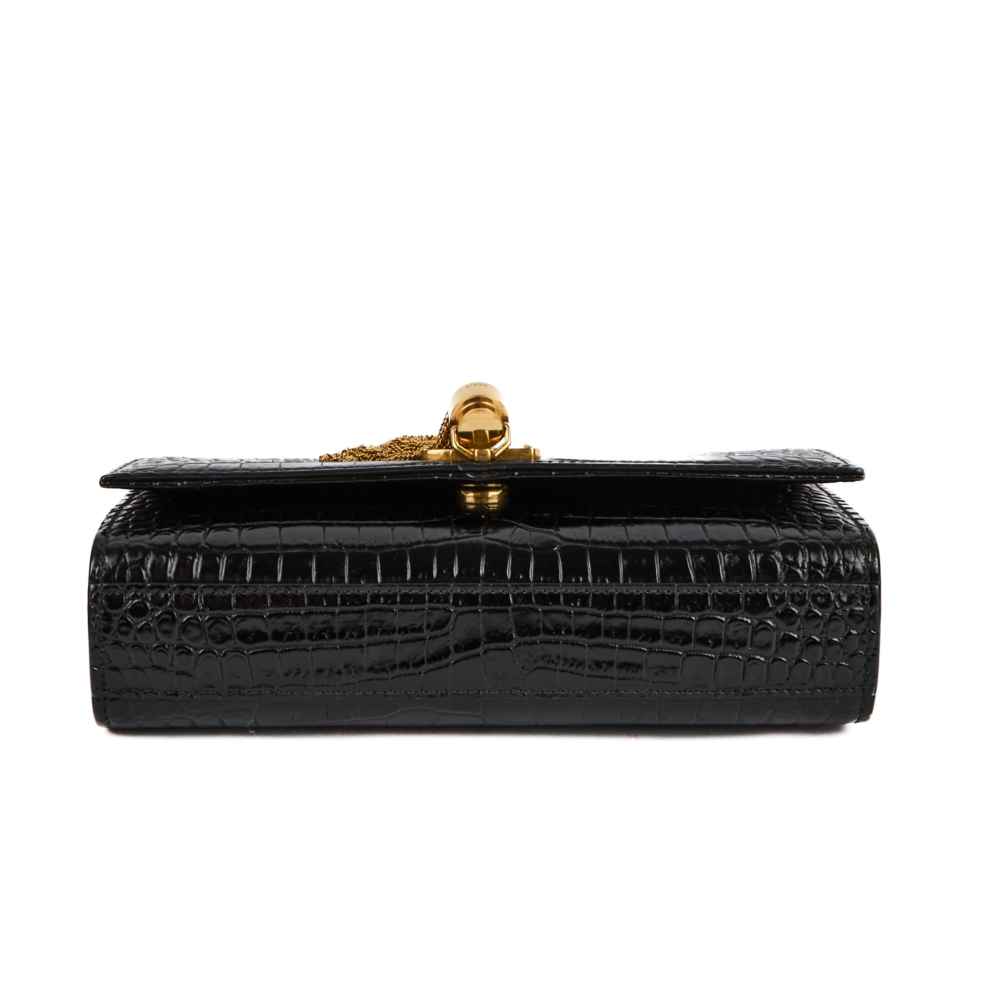 SAINT LAURENT - Mini Kate tassel black crocodile-effect leather shoulder bag - Handbag
