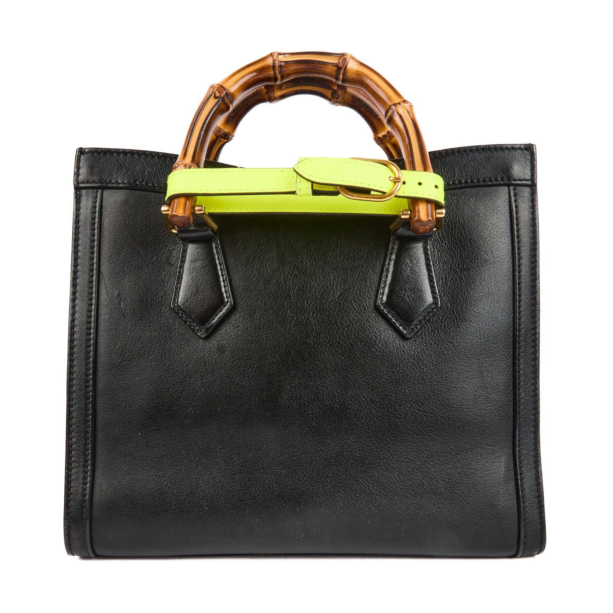 GUCCI - Black Leather Diana Bamboo Tote Bag - Handbag