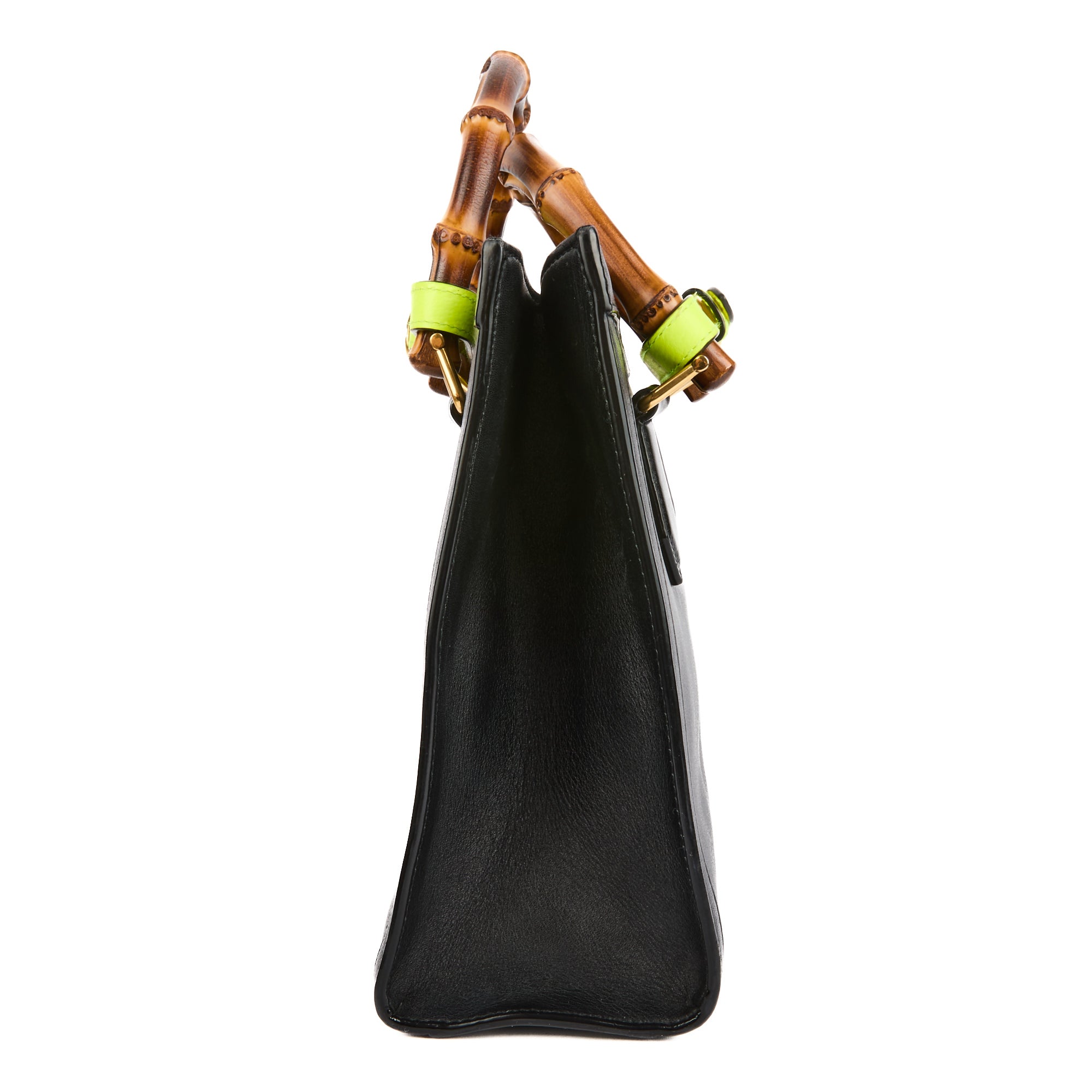 GUCCI - Black Leather Diana Bamboo Tote Bag - Handbag