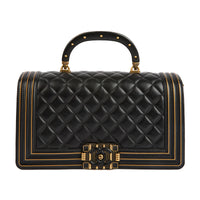 CHANEL - Sac à main Boy Handle cuir matelassé noir - Handbag
