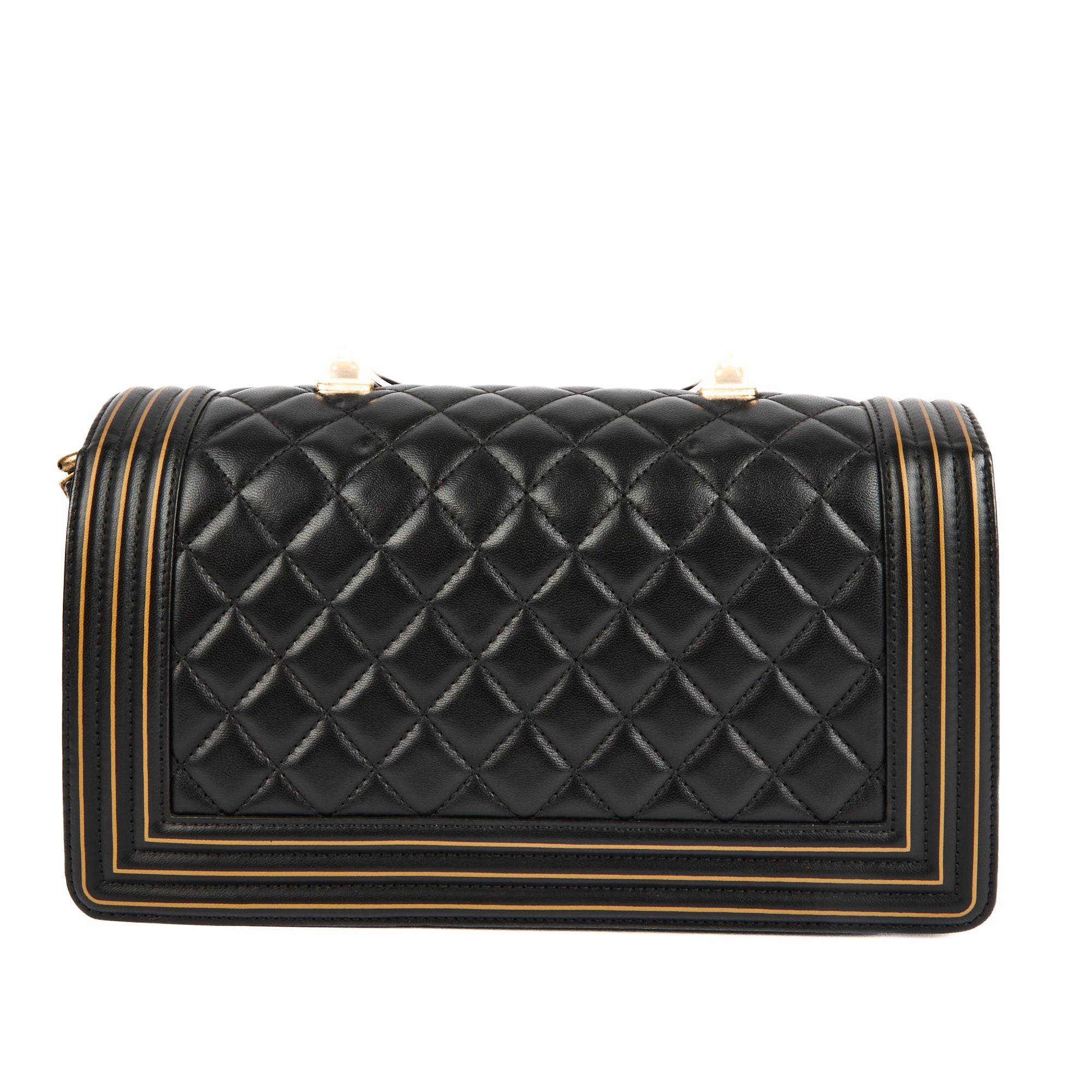 CHANEL - Sac à main Boy Handle cuir matelassé noir - Handbag