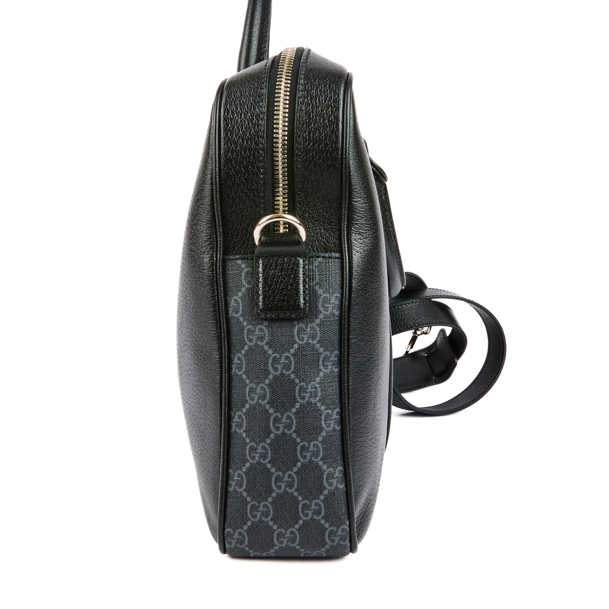GUCCI - Sac Porte document en cuir noir et toile GG - Handbag