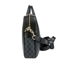 GUCCI - Sac Porte document en cuir noir et toile GG - Handbag