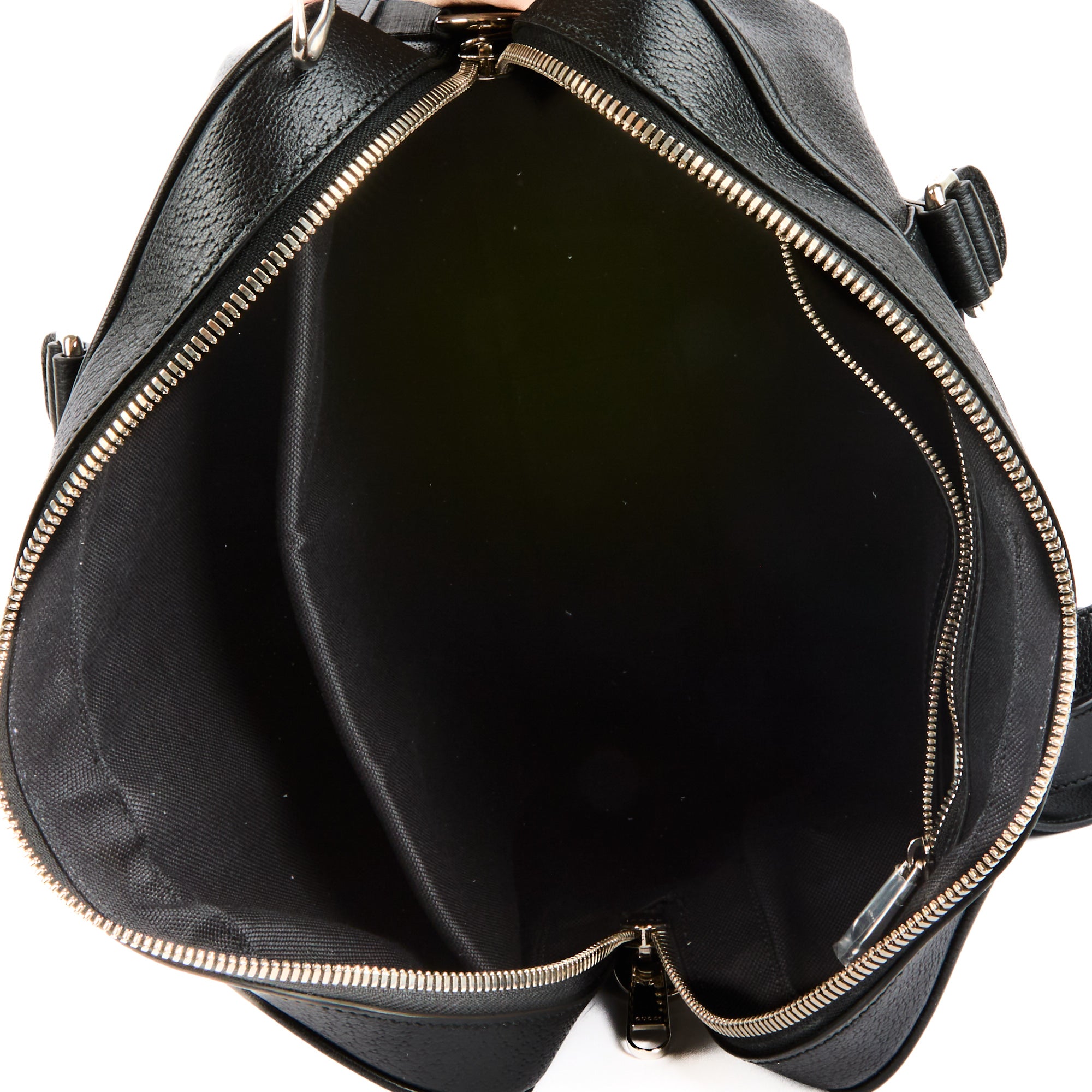 GUCCI - Sac Porte document en cuir noir et toile GG - Handbag
