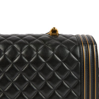 CHANEL - Sac à main Boy Handle cuir matelassé noir - Handbag