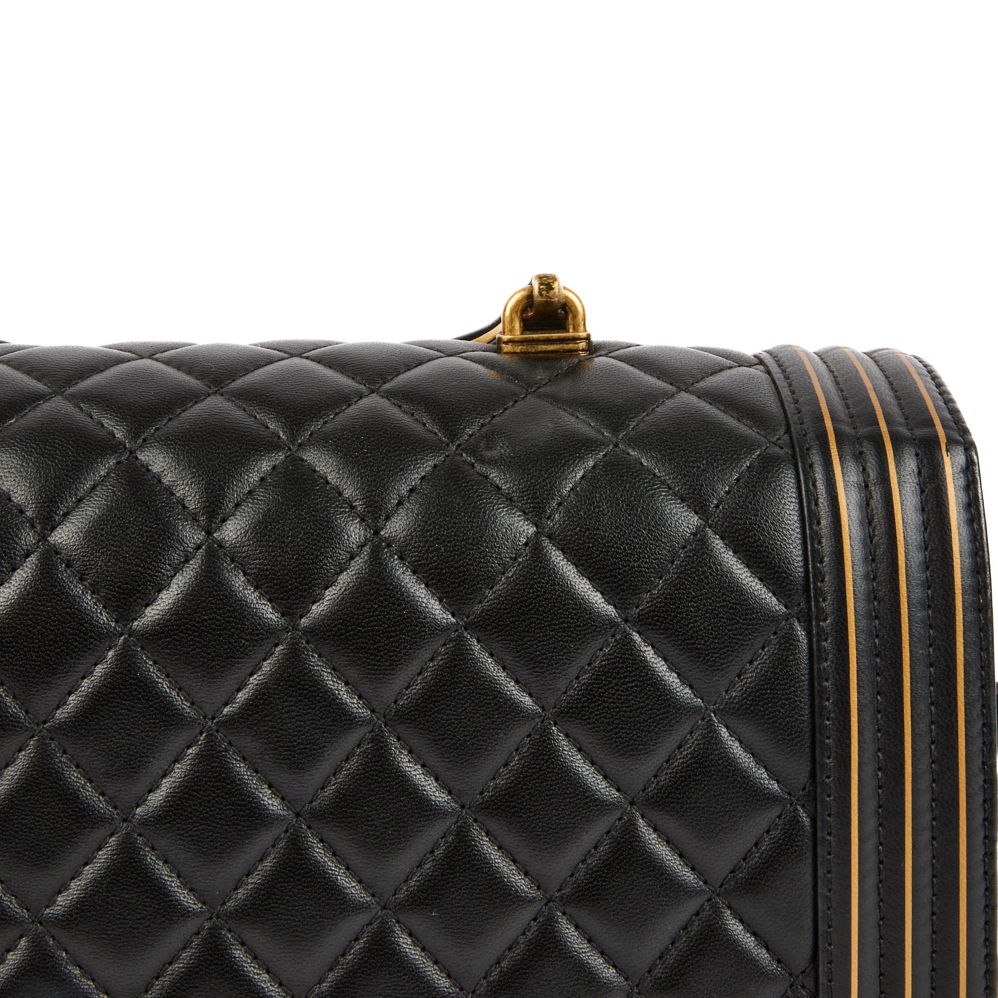 CHANEL - Sac à main Boy Handle cuir matelassé noir - Handbag