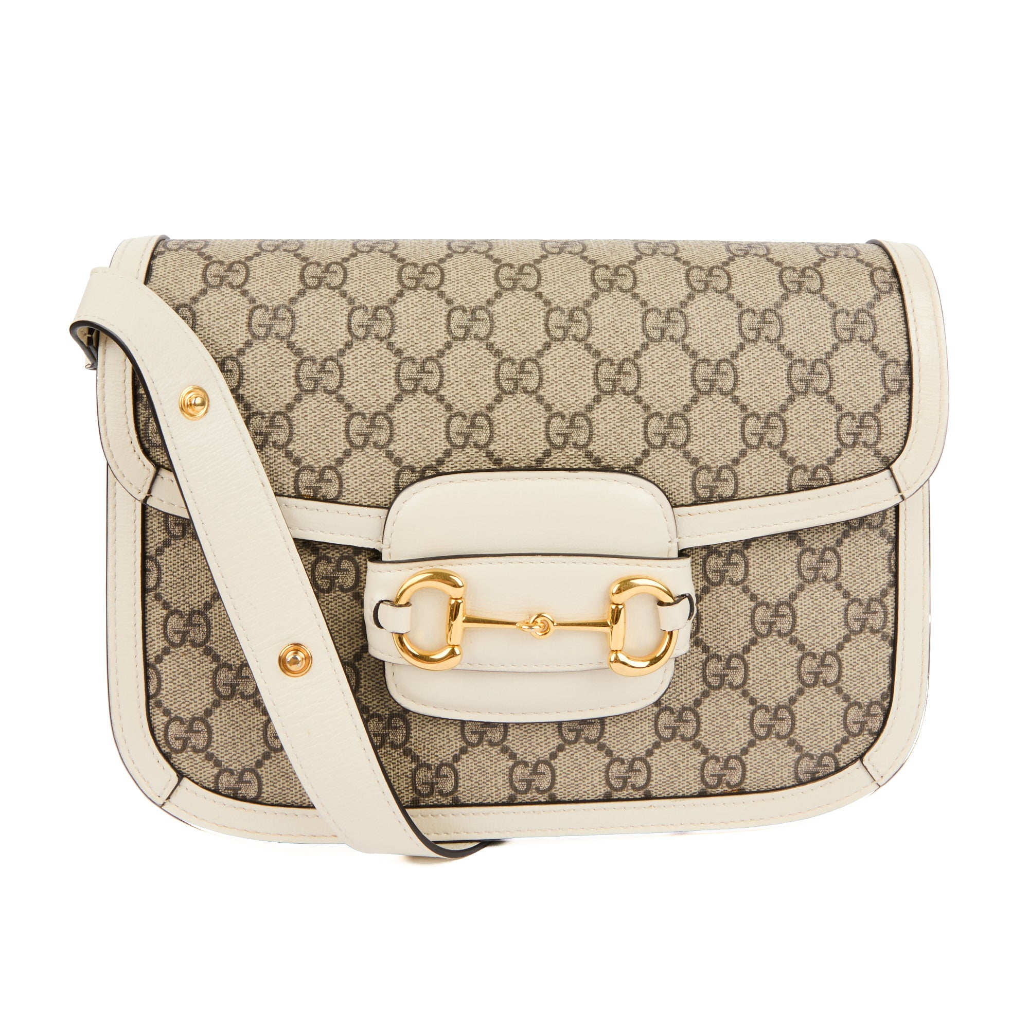 GUCCI - Sac bandoulière Horsebit 1955 toile GG Guccissima blanc - Handbag
