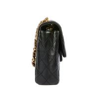 CHANEL - Sac bandoulière Classique CC Médium perles cuir noir - Handbag