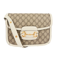 GUCCI - Sac bandoulière Horsebit 1955 toile GG Guccissima blanc - Handbag