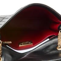 CHANEL - Sac bandoulière Classique CC Médium perles cuir noir - Handbag