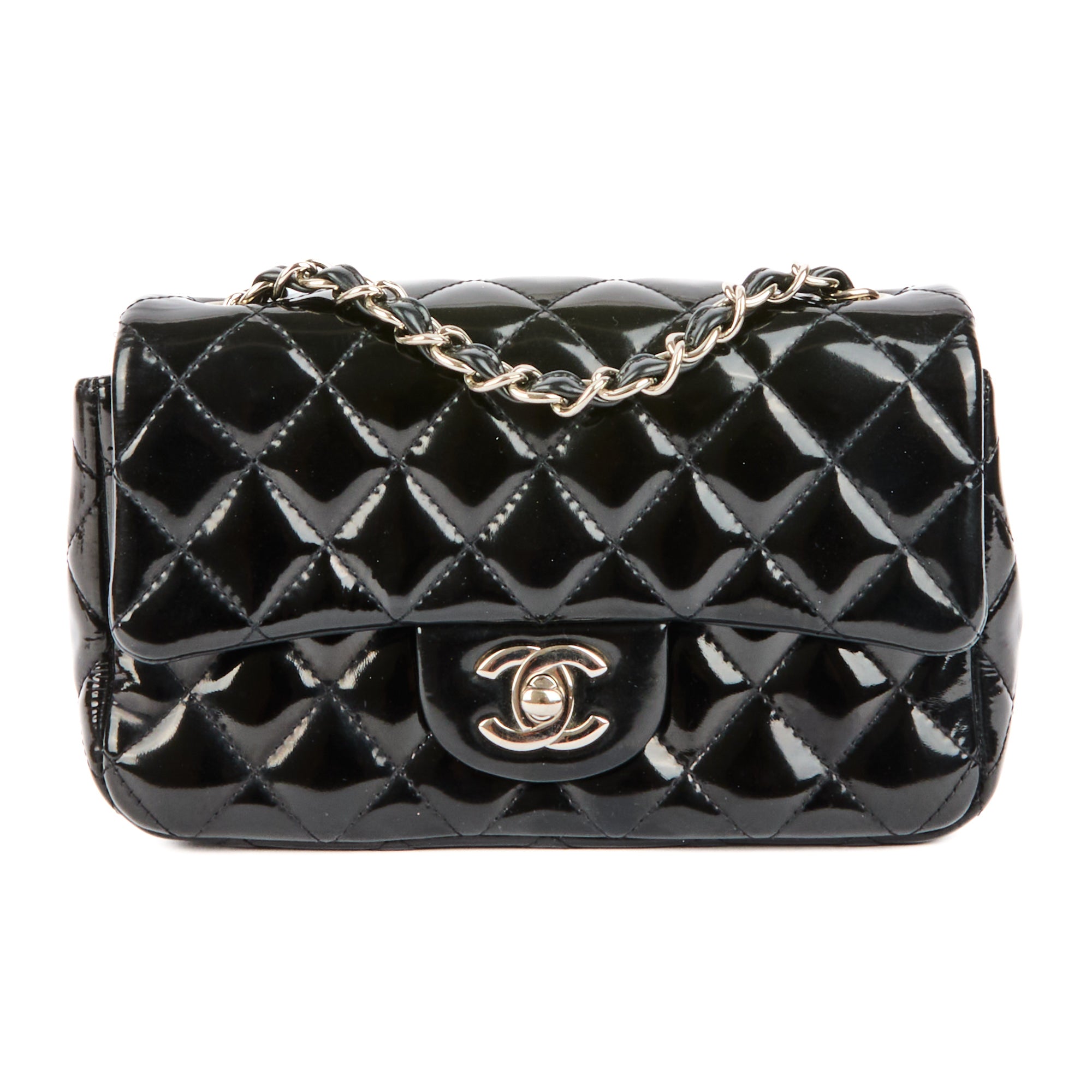 CHANEL - Sac bandoulière Mini Classique cuir vernis noir - Handbag